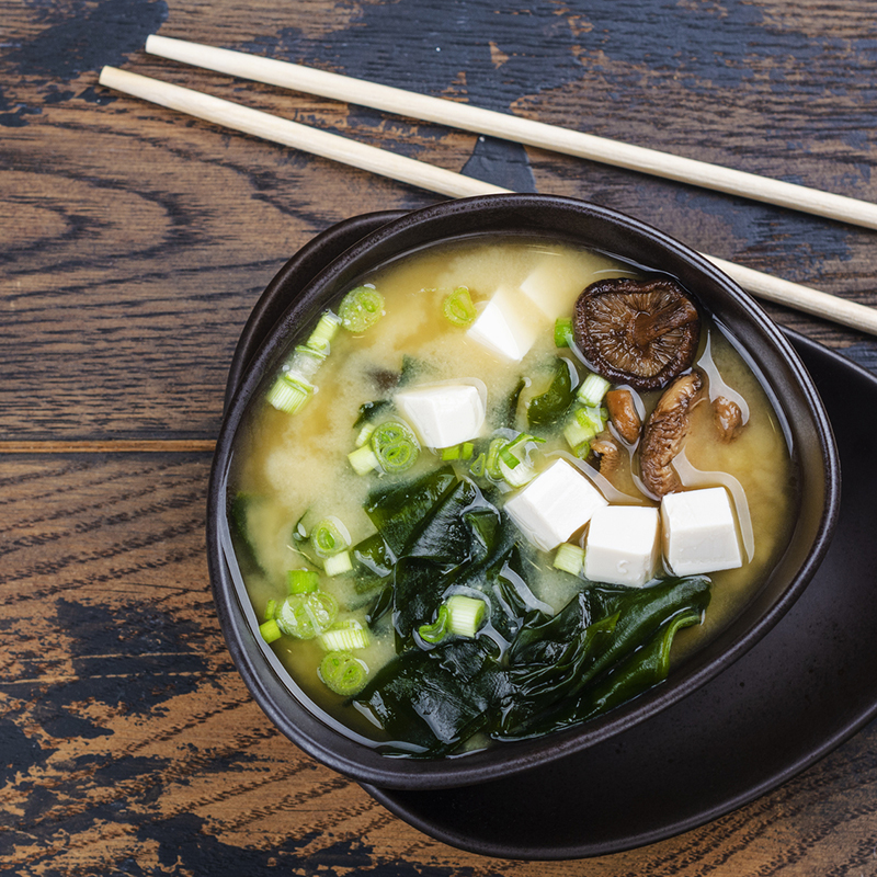 Miso Soup with Seaweed and Mushrooms