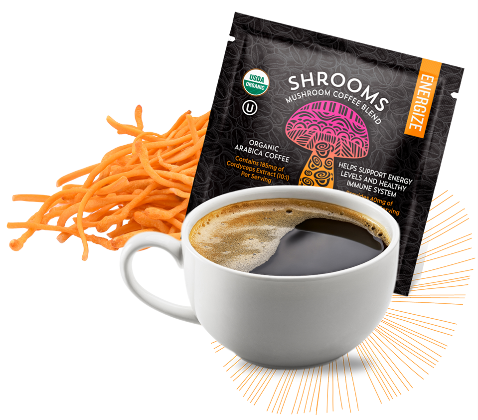 SHROOMS ENERGIZE Mushroom Coffee with cordyceps and instant coffee