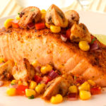 Baja Salmon with Mushrooms Recipe Made with South Mill Champs’ White Button Mushrooms