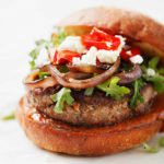 Mediterranean blended burger recipe made with South Mill Champs fresh mushrooms