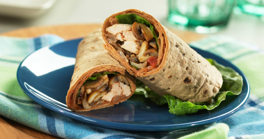 Flatout Mushroom and Chicken Fajita Wraps