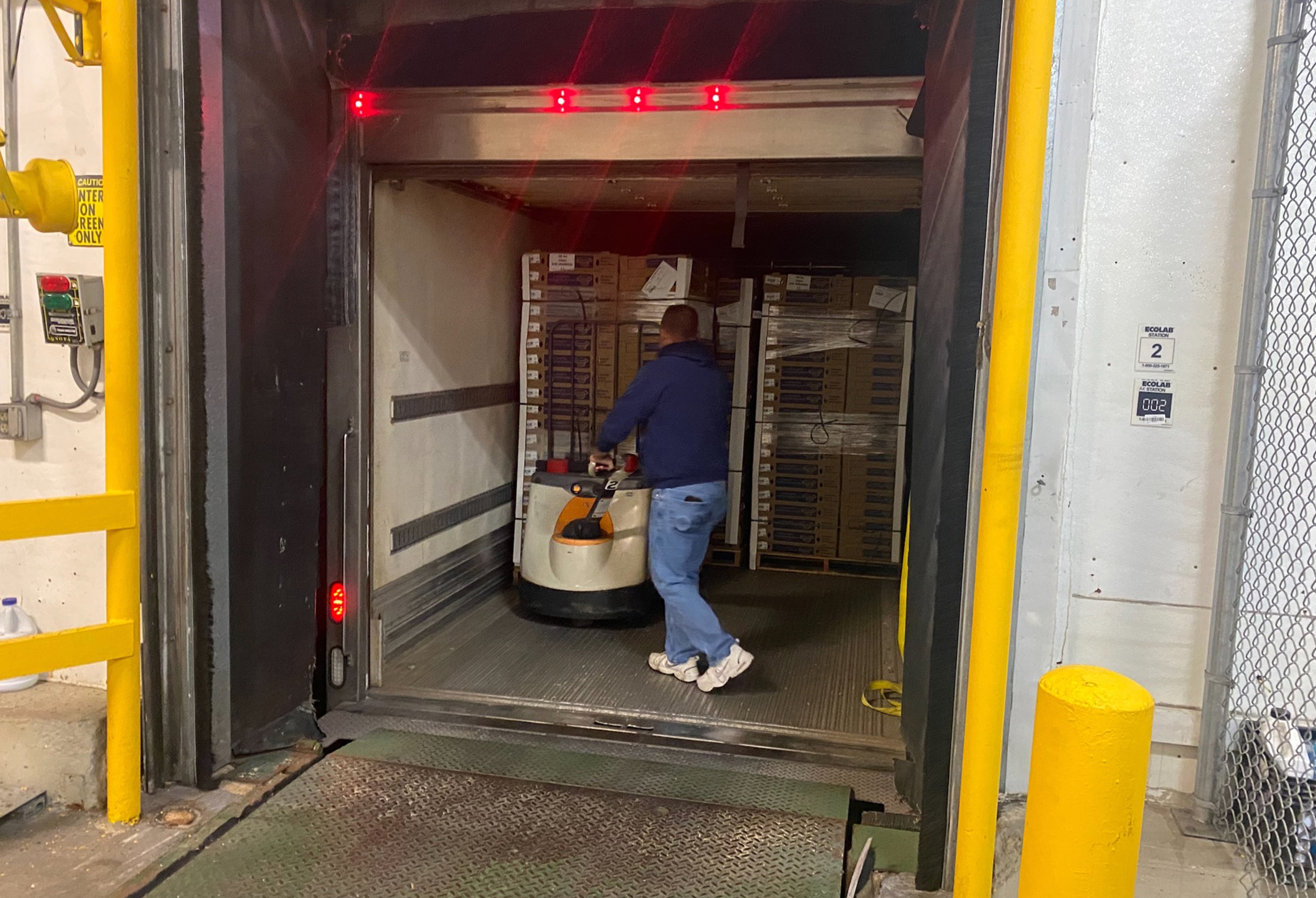 A man loading a truck at the South Mill Indianapolis distribution center